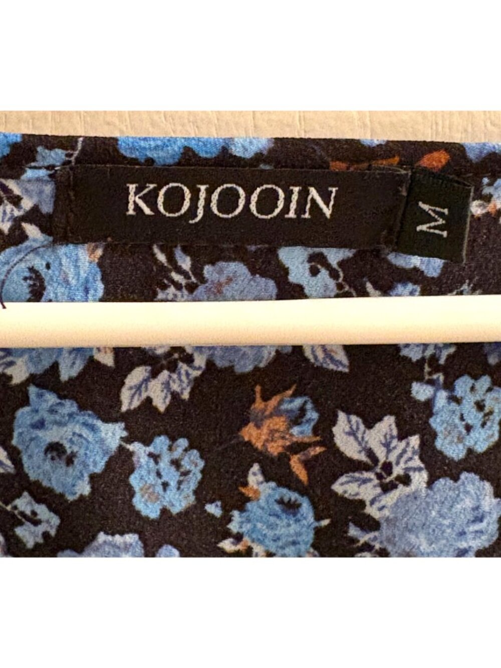 Kojooin Womens Medium Floral Midi Dress V-Neck S/S Blue Black Cottagecore - Picture 6 of 7